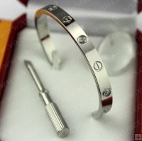 Cartier Semi-Open Love Bracelet White Gold 4 Diamonds